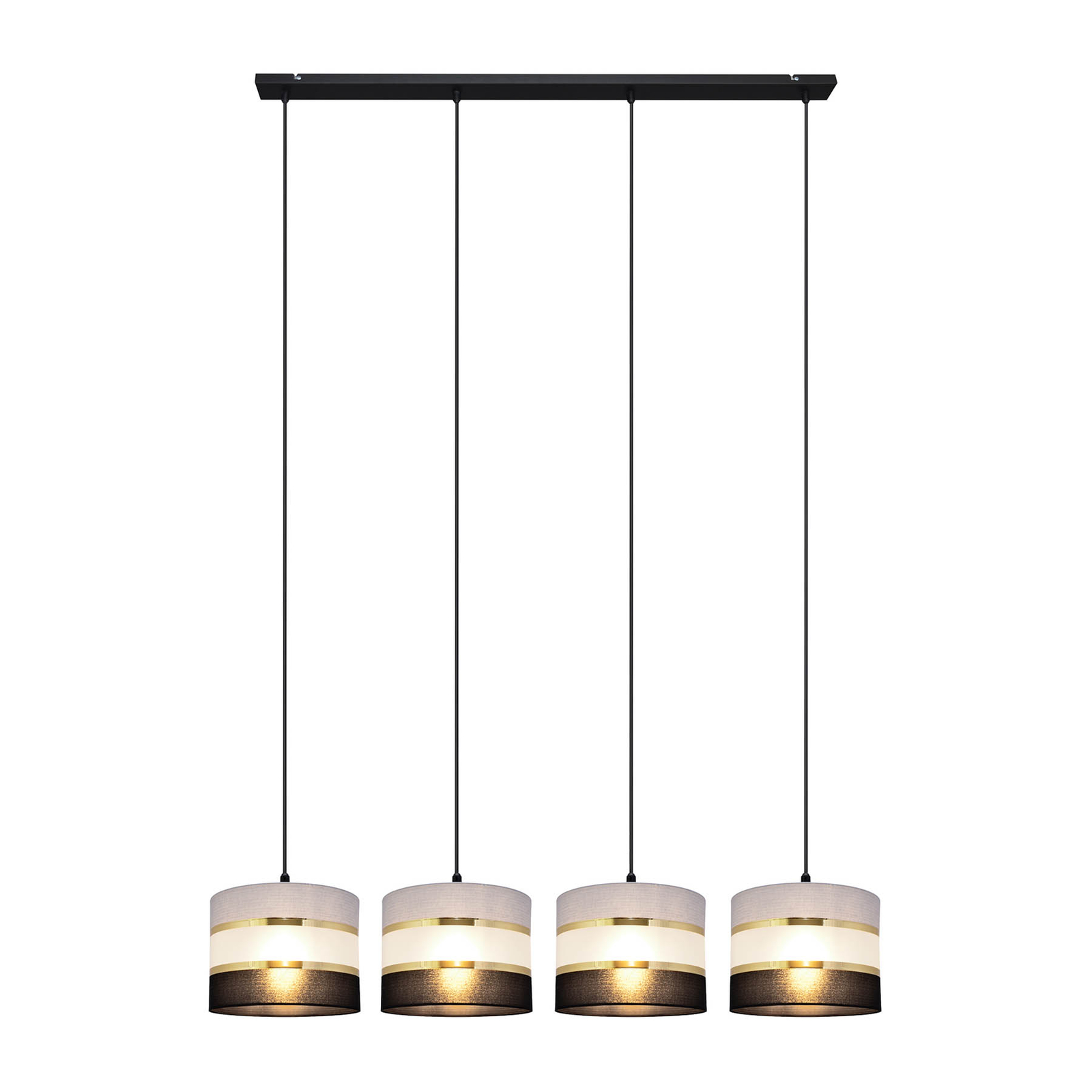 Suspension Helen linéaire grise-noire-dorée 4 l