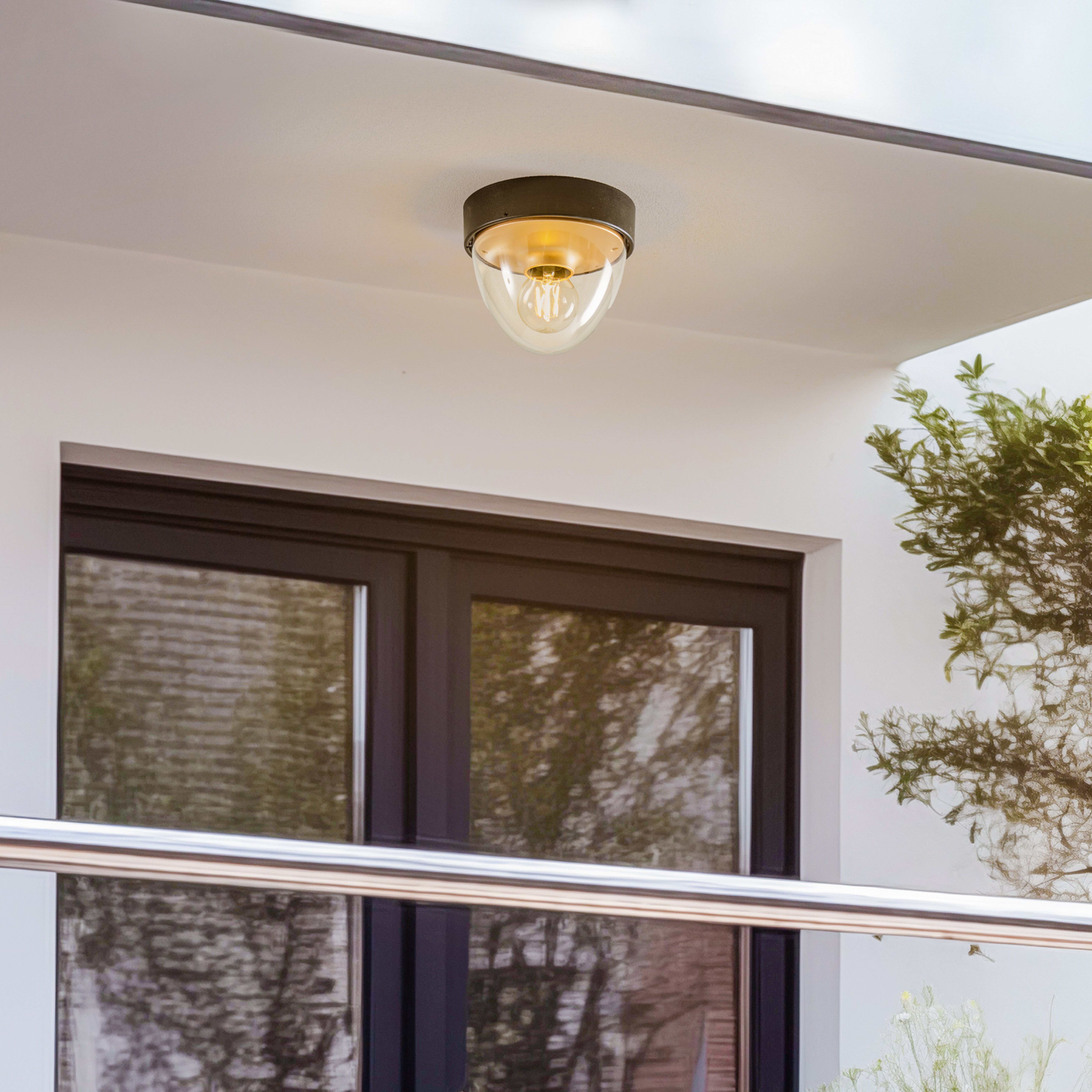 Таванска лампа Nook с прозрачен абажур, черно/златно