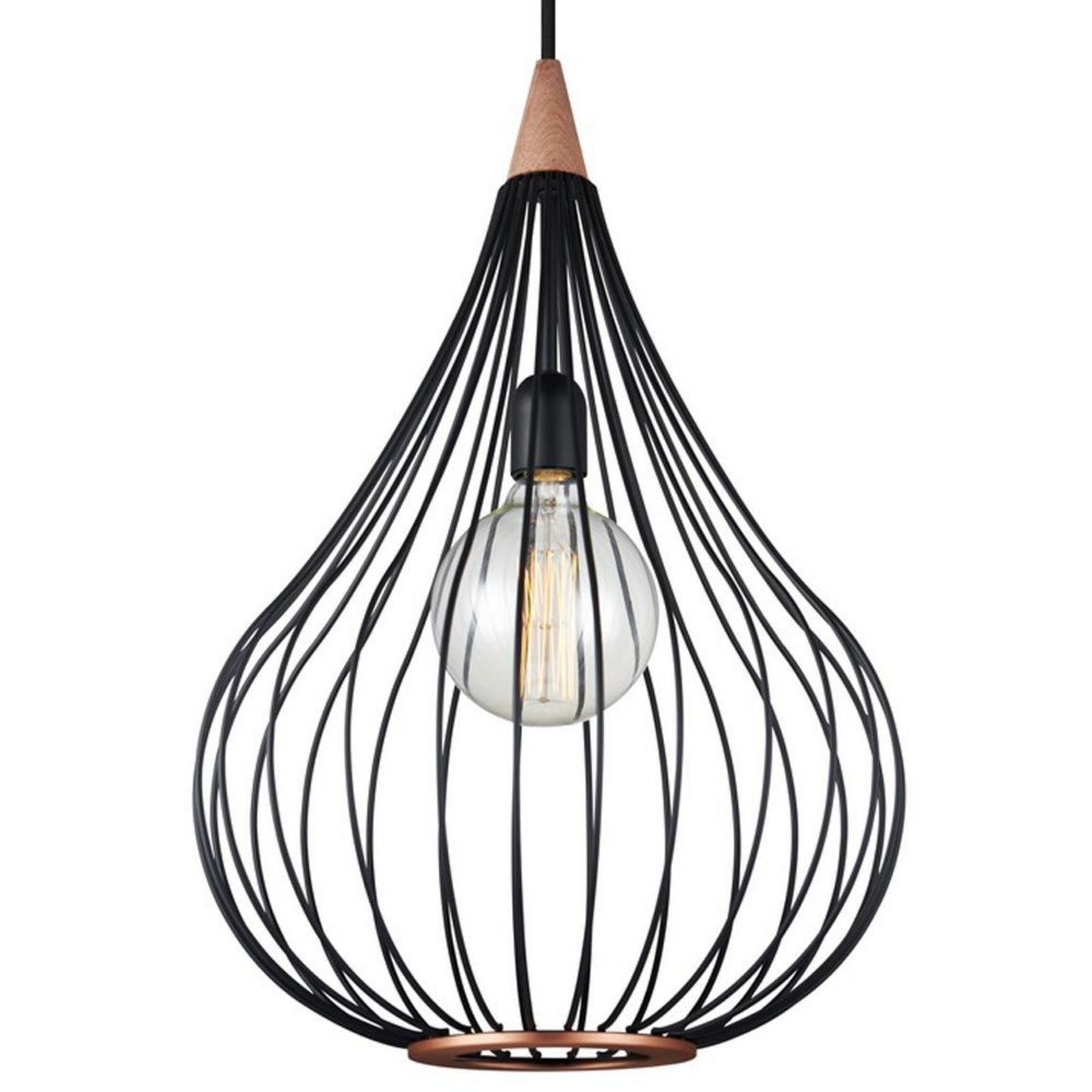 Drops Lustră Pendul Ø38 Black/Dark Wood - Halo Design