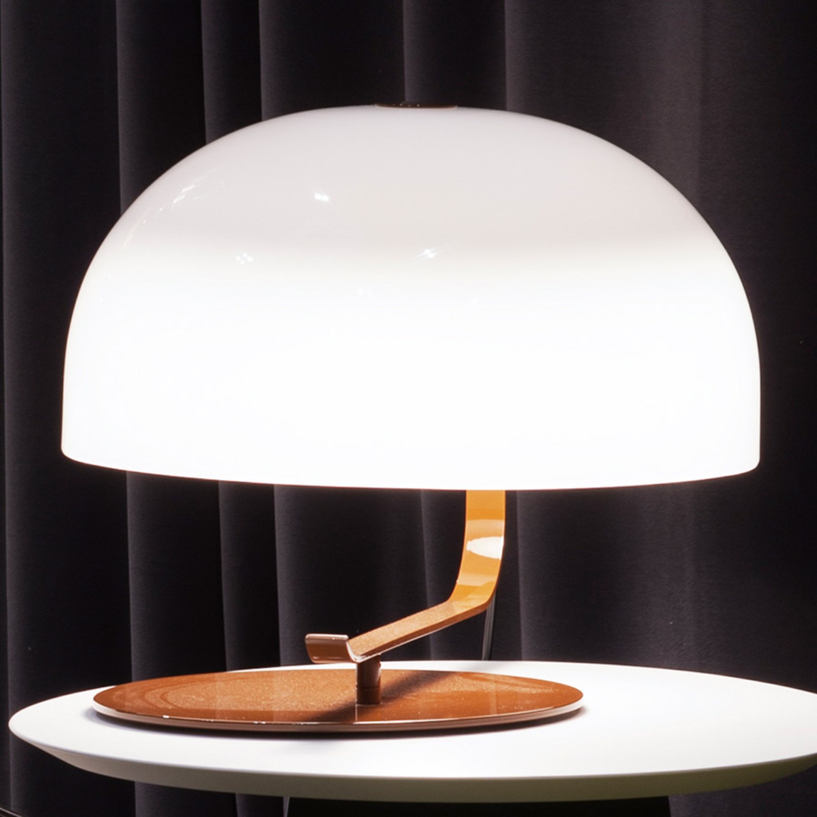 Zanuso - retro designer table lamp with brown base