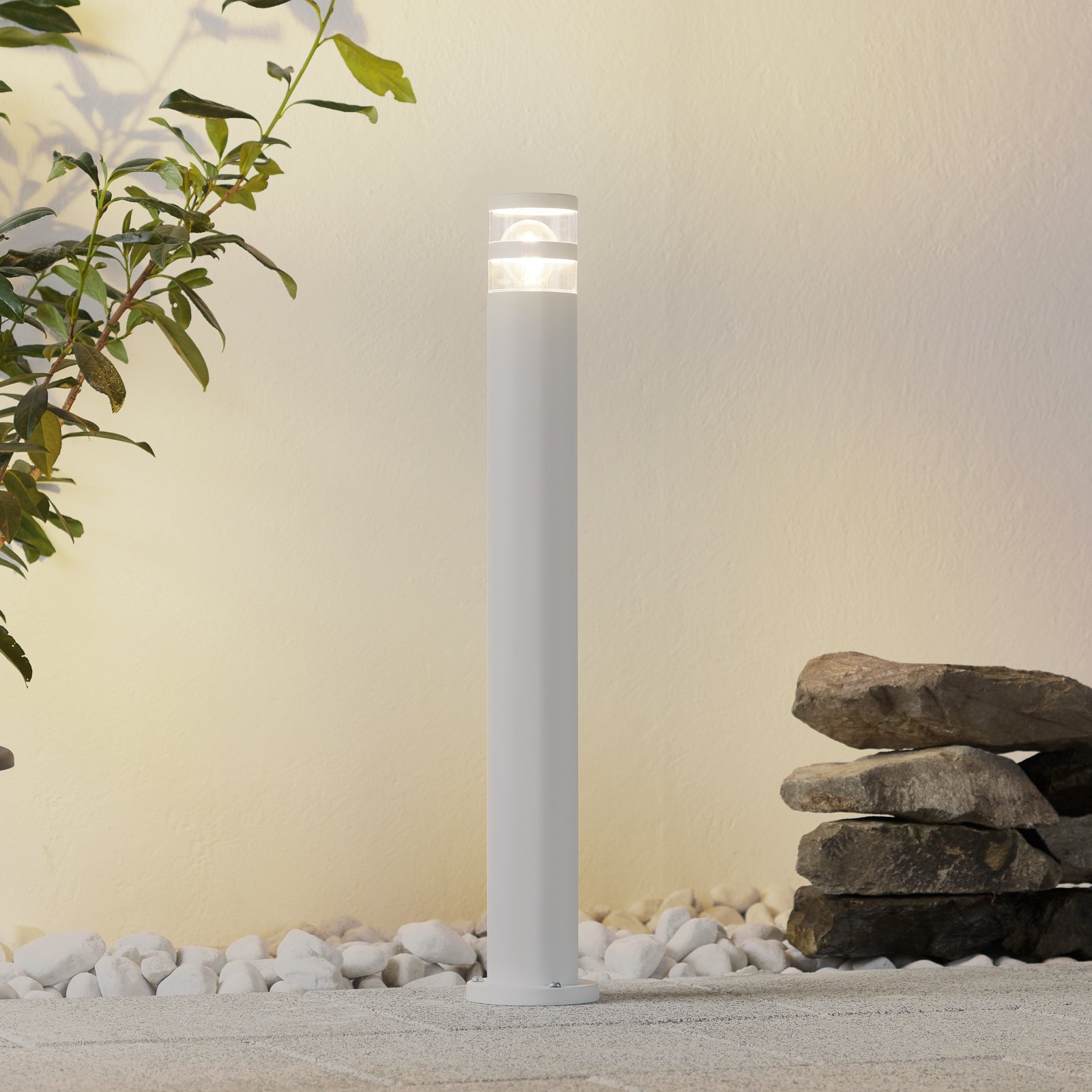Nordlux Birk path light with effective light, white, aluminium, plastic, E27, 40 W, energy efficiency: A++, H: 80 cm