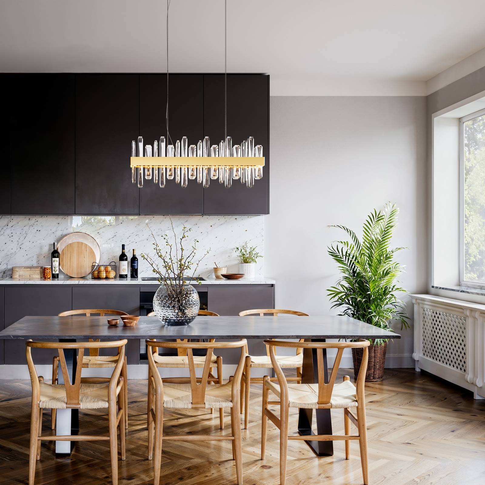 By Rydens LED-Pendellampe Triumph Bar, 80 cm, messing, klar günstig online kaufen