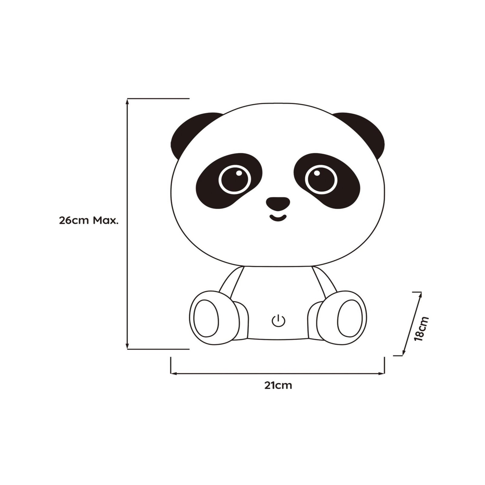 Lampe de table pour enfants Dodo Panda, noir/blanc, intensité variable, ABS