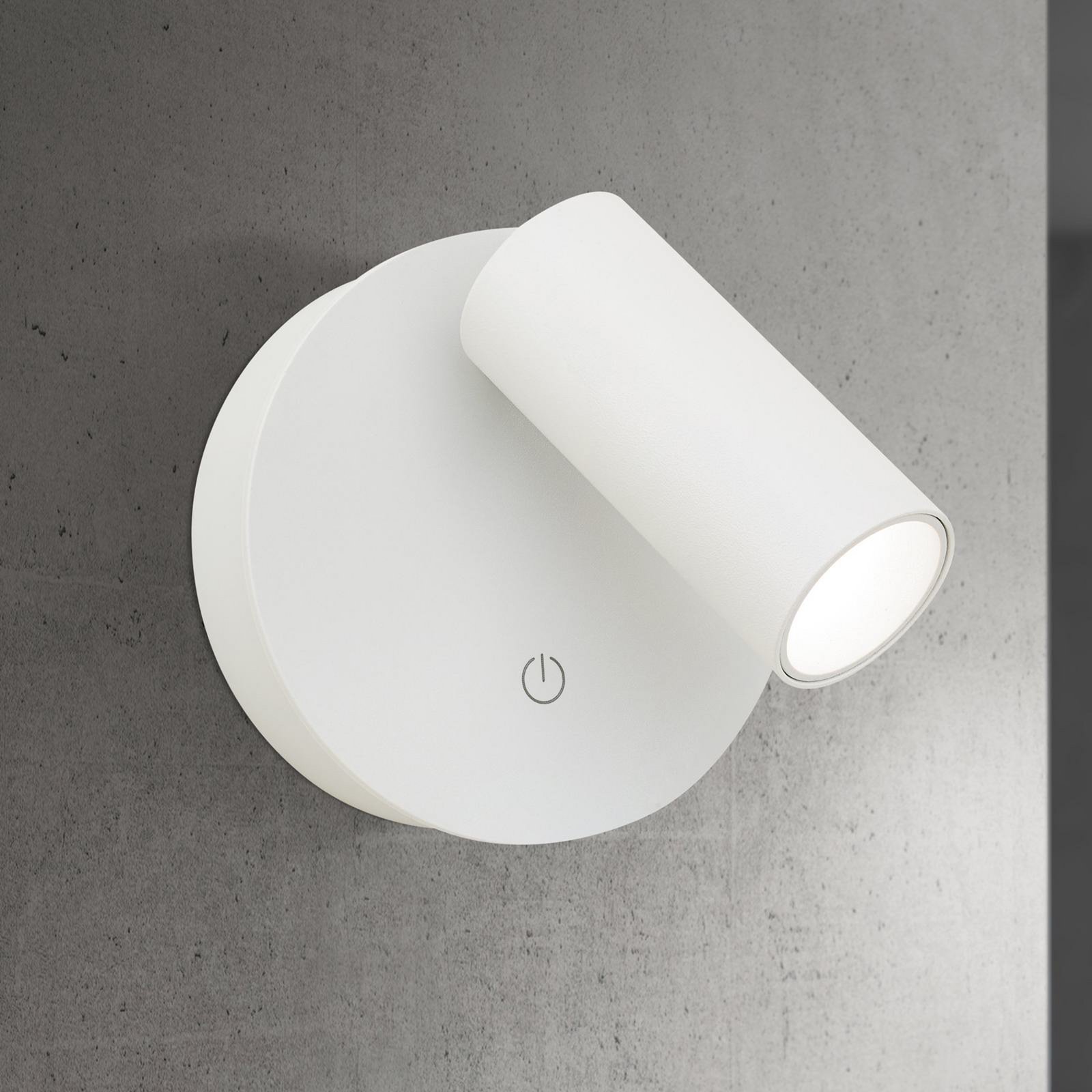LED akumulátorové nástenné svietidlo Luxy, biele, hliník, CCT, stmievač