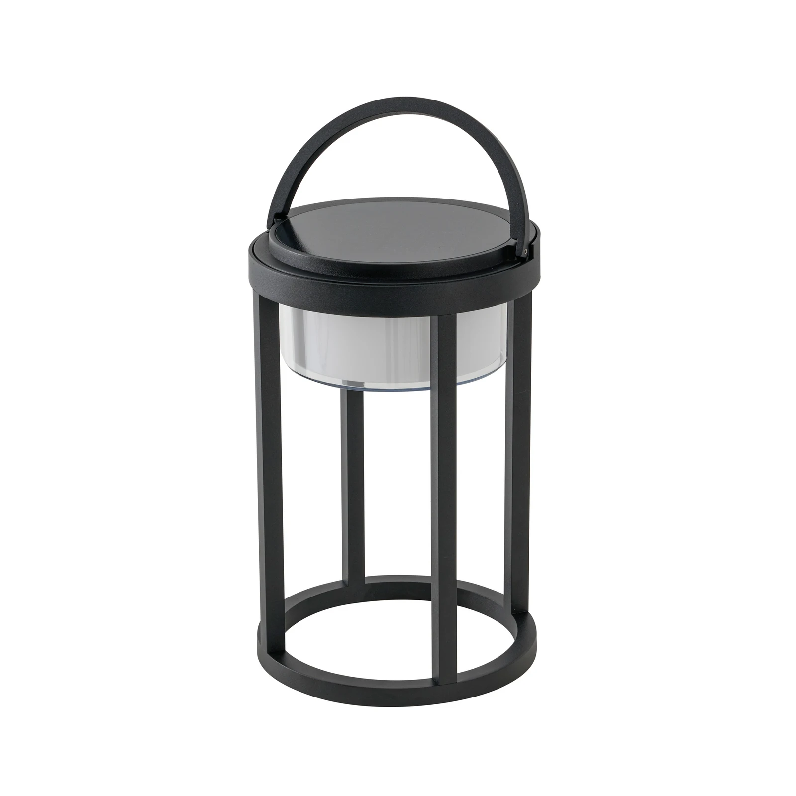 Lucande Lampe de table solaire LED Tilena, ronde, noire, intensité variable
