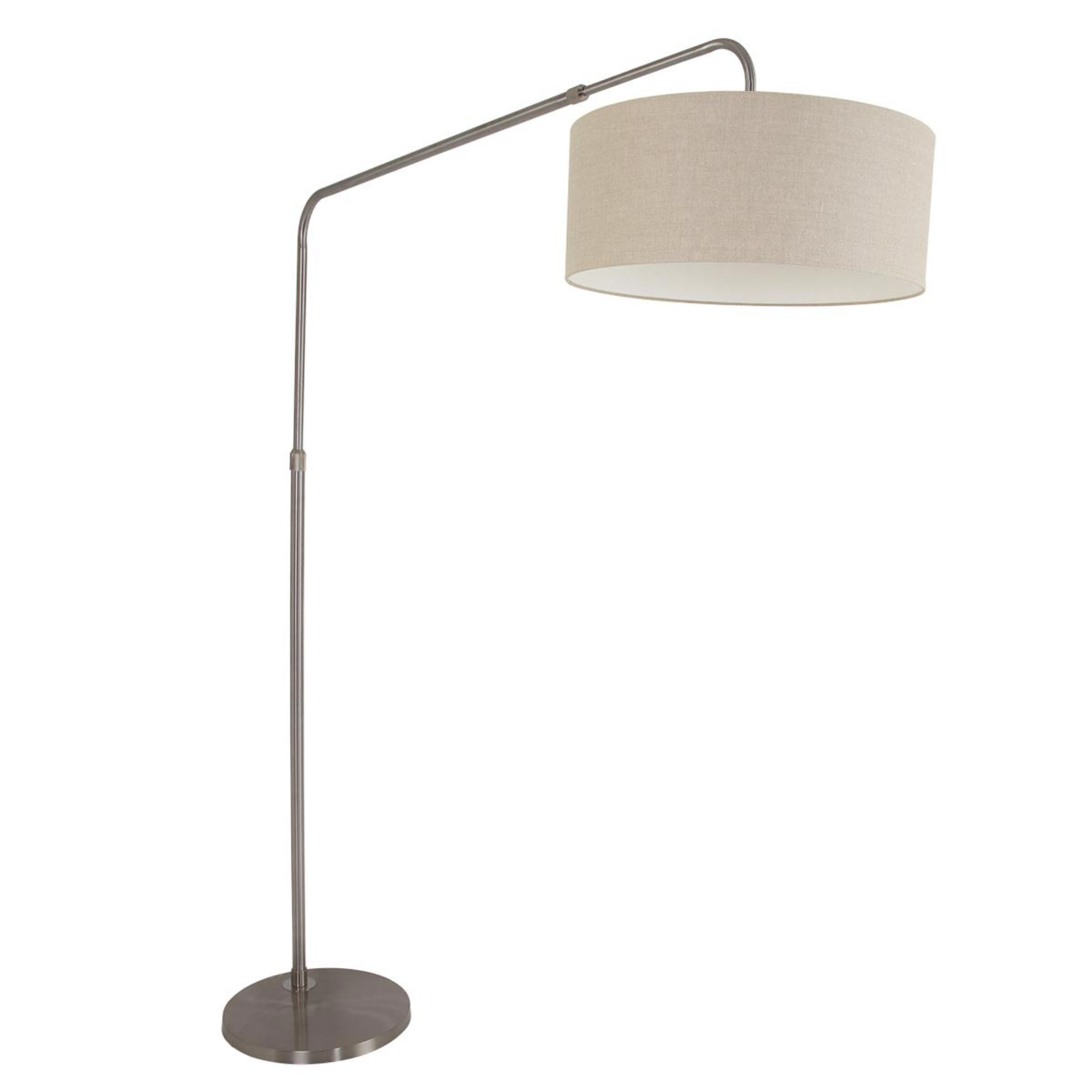 Steinhauer BV Adjustable arc lamp Gramineus, fabric lampshade, for Living / Dining Room, metal, linen, E27, 60 W, energy efficiency: A++, W: 50 cm, H: 205 cm
