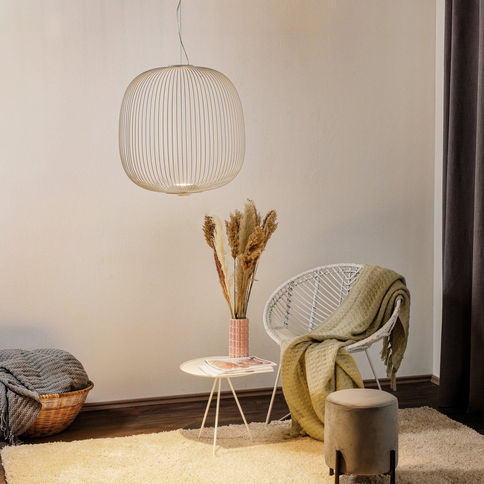 Foscarini Spokes 2 lampă susp. LED dimabilă alb - Camera de zi / sufragerie - design - Metal
