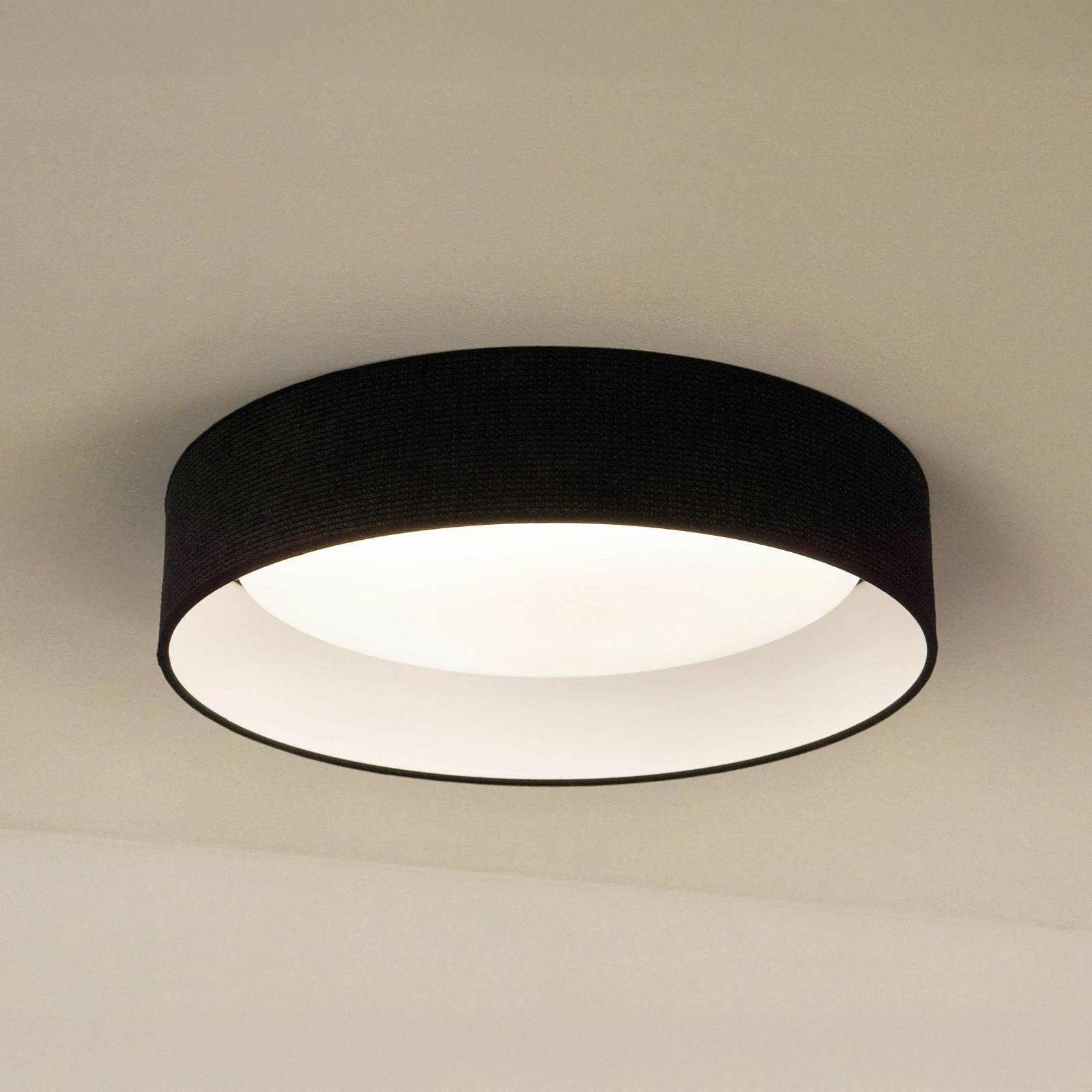 Lampa sufitowa LED Plafon, czarny, tkanina, Ø 45 cm, 3-stopniowa