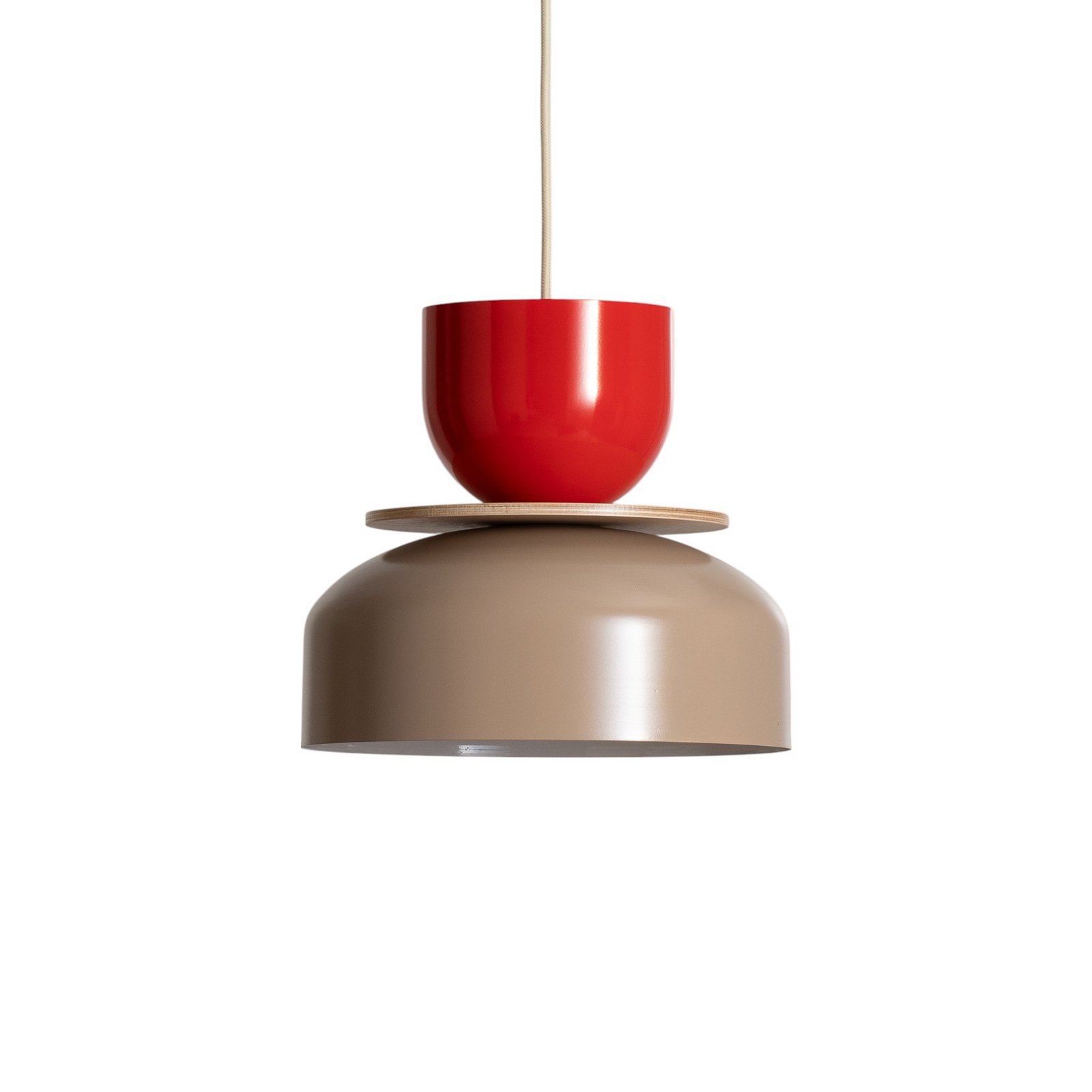 Hängeleuchte Uto, beige/rot, Ø 30 cm, Metall