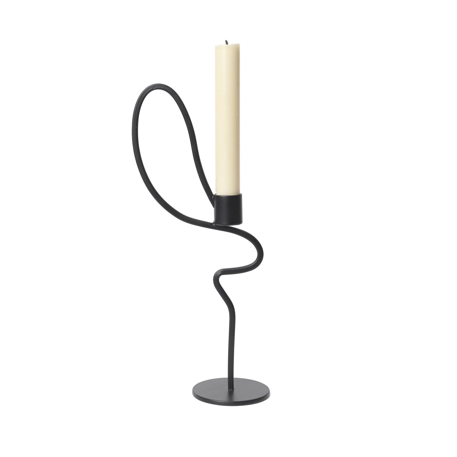 ferm LIVING Candlestick Valse Tall, black, iron