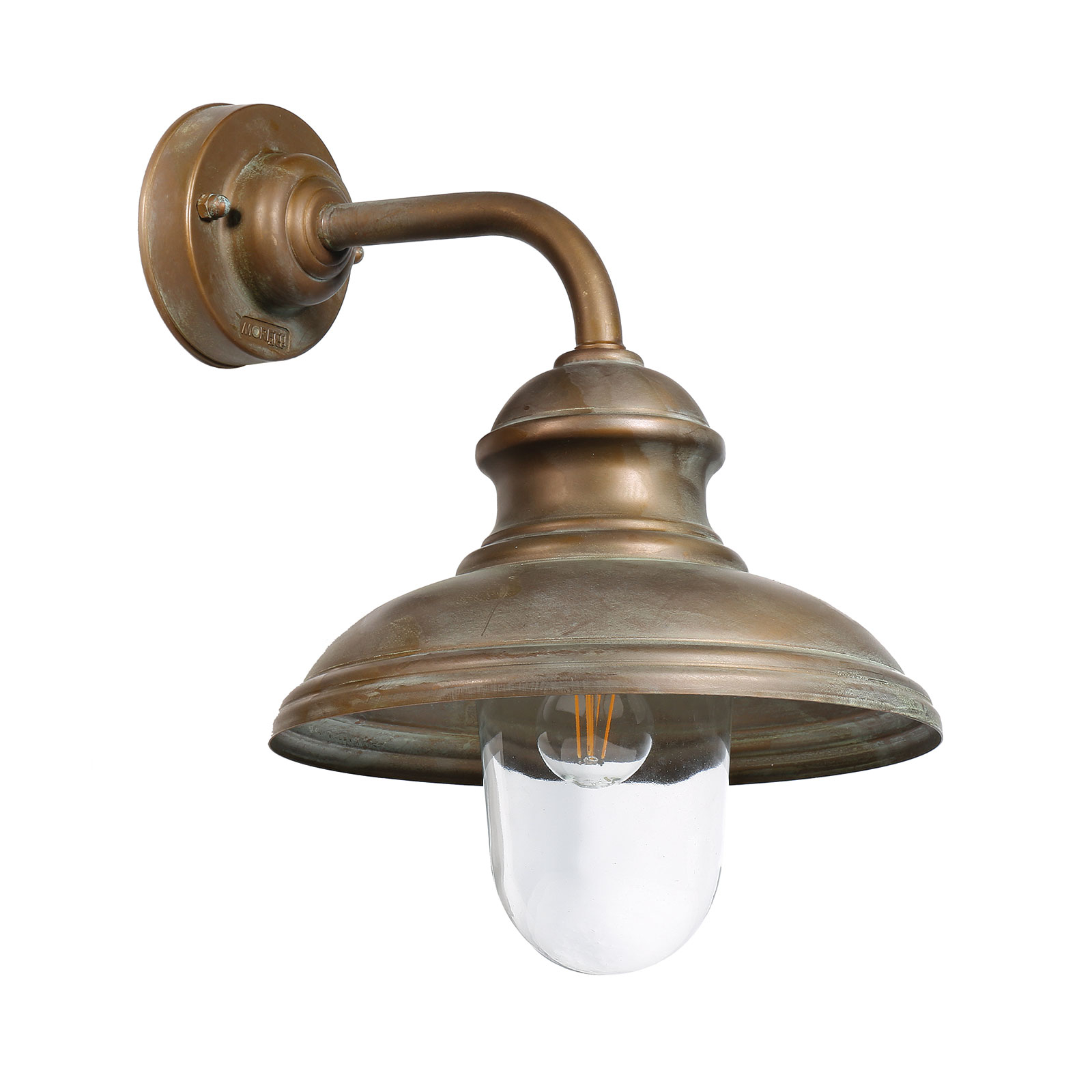 Moretti Little Mill 3351 outdoor wall lamp, brass, E27, 52 W, energy efficiency: A++, H: 30 cm