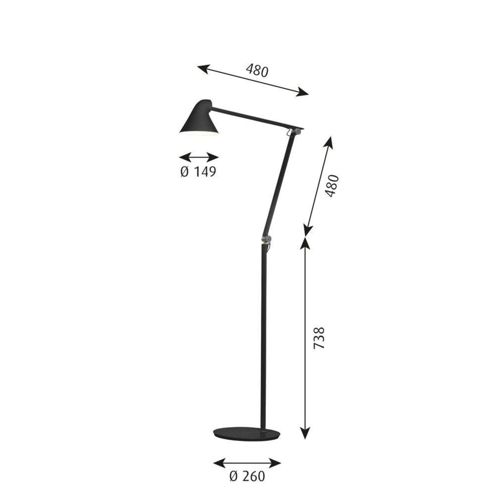 NJP Podna lampa 3000K Crna - Louis Poulsen