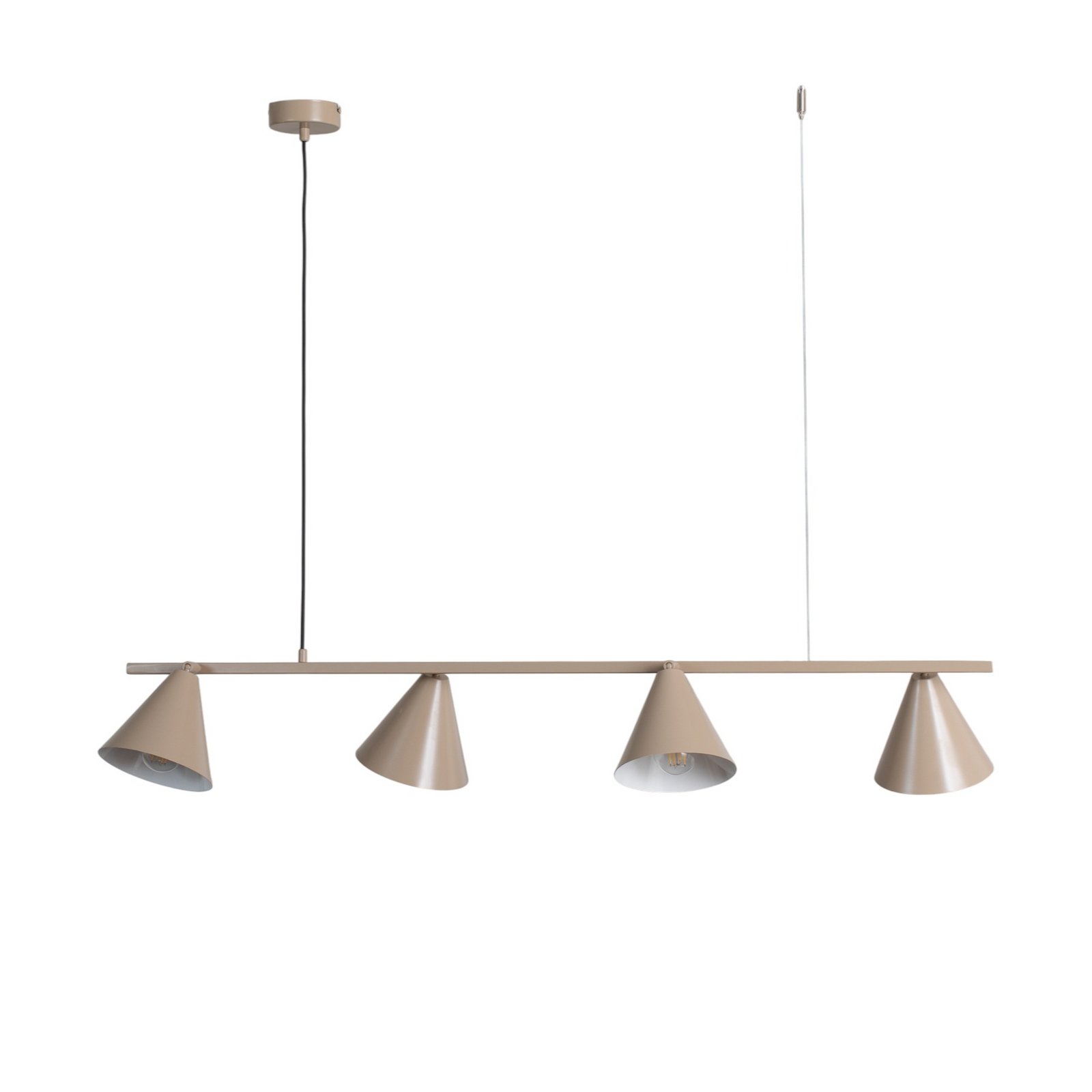 Hängeleuchte Form 4, beige, Metall, 4-flammig, Kegel, E27