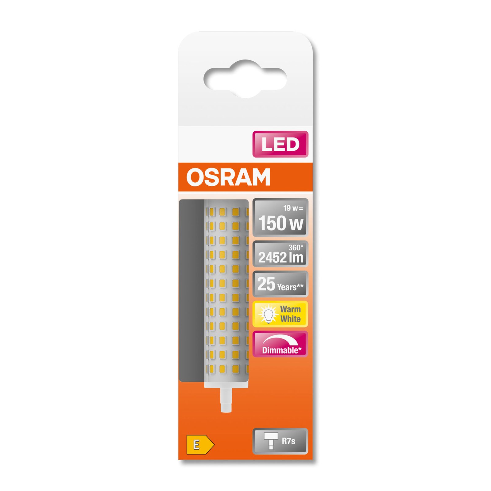 OSRAM LED lamp R7s 19W 2.700K dimbaar
