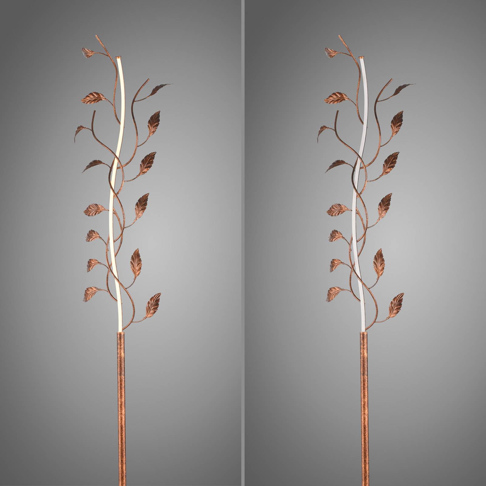 Lampa stojąca LED Aurelia, kolor rdzawobrązowy, metal, 2 700 K, ściemniacz