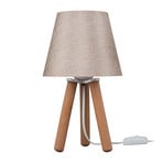 Tischleuchte Dona, beige/holzfarben, Stoff, Holz, Dreibein