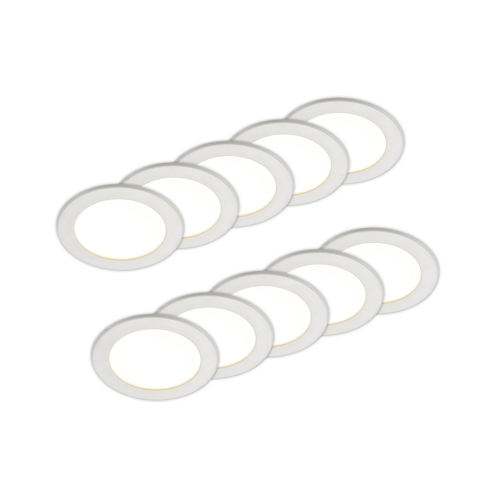 Prios LED-Einbaulampe Cadance, weiß, 17 cm, 10er-Set, CCT