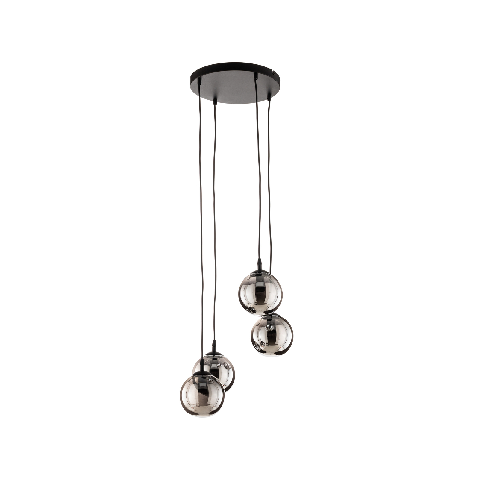 Pendant light Glassy 4-bulb round, glass graphite