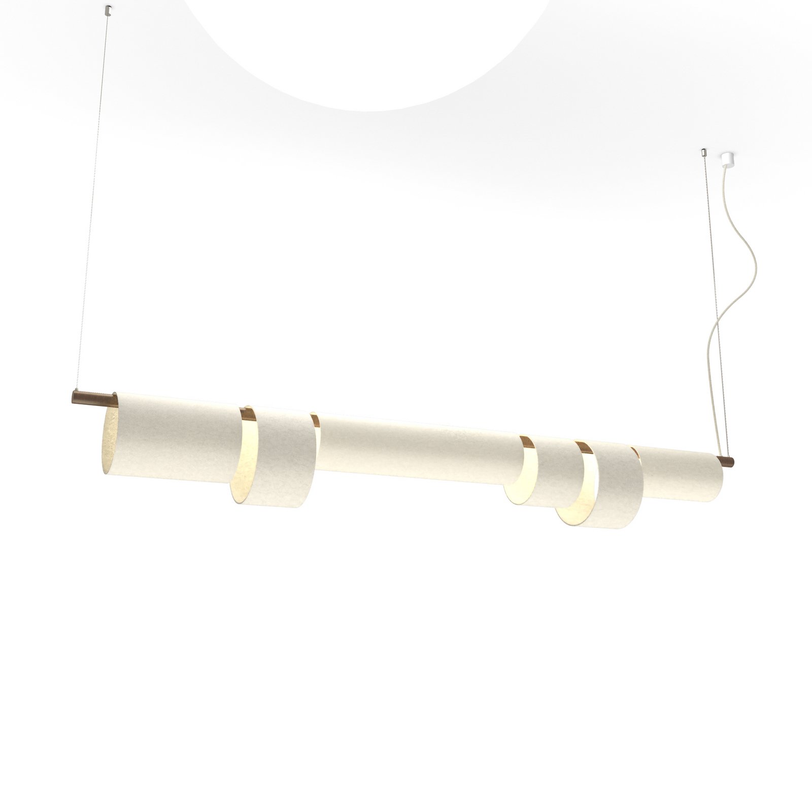 Suspension Lucande Kirim, blanc crème, tissu, longueur 137 cm Suspension Lucande Kirim, blanc crème, tissu, longueur 137 cm