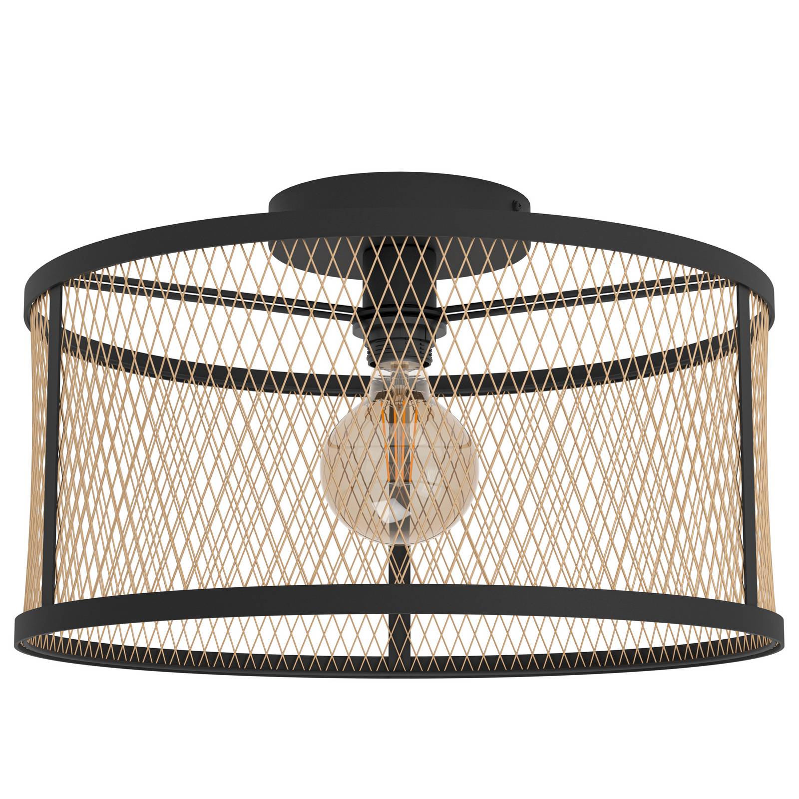 Deckenlampe Dellow, Ø 45 cm, schwarz/messingfarben, Stahl