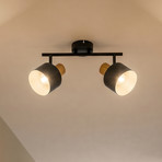 Faretto da soffitto Lindby Lenja, a 2 luci, nero, E14, metallo