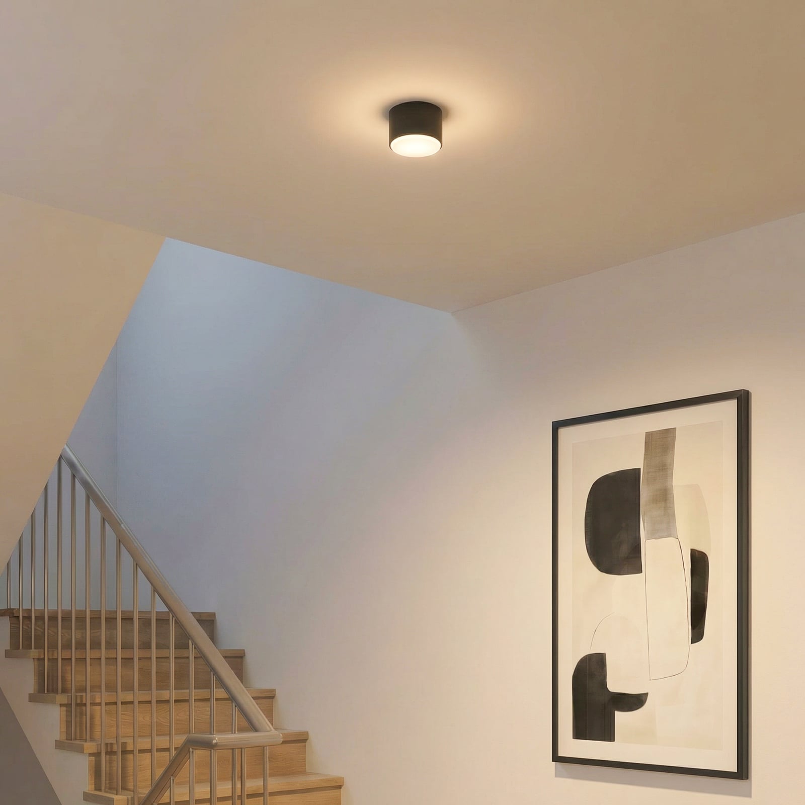 Plafonnier Tubo S, noir, acier, Ø 8 cm, GX53