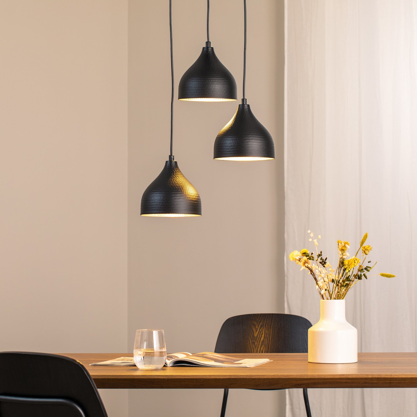 Κρεμαστό φωτιστικό Τατουάζ 6201 3-light rondel μαύρο / χρυσό