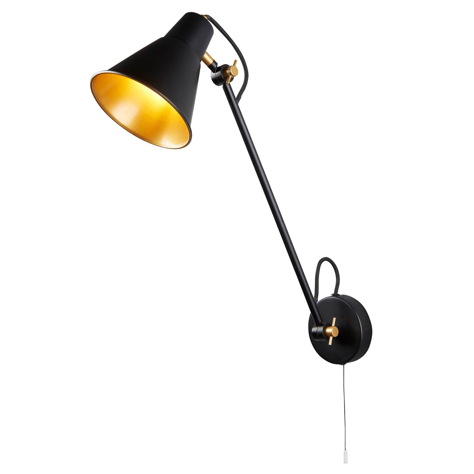 Lampa ścienna 6302 z metalu, czarno-złota