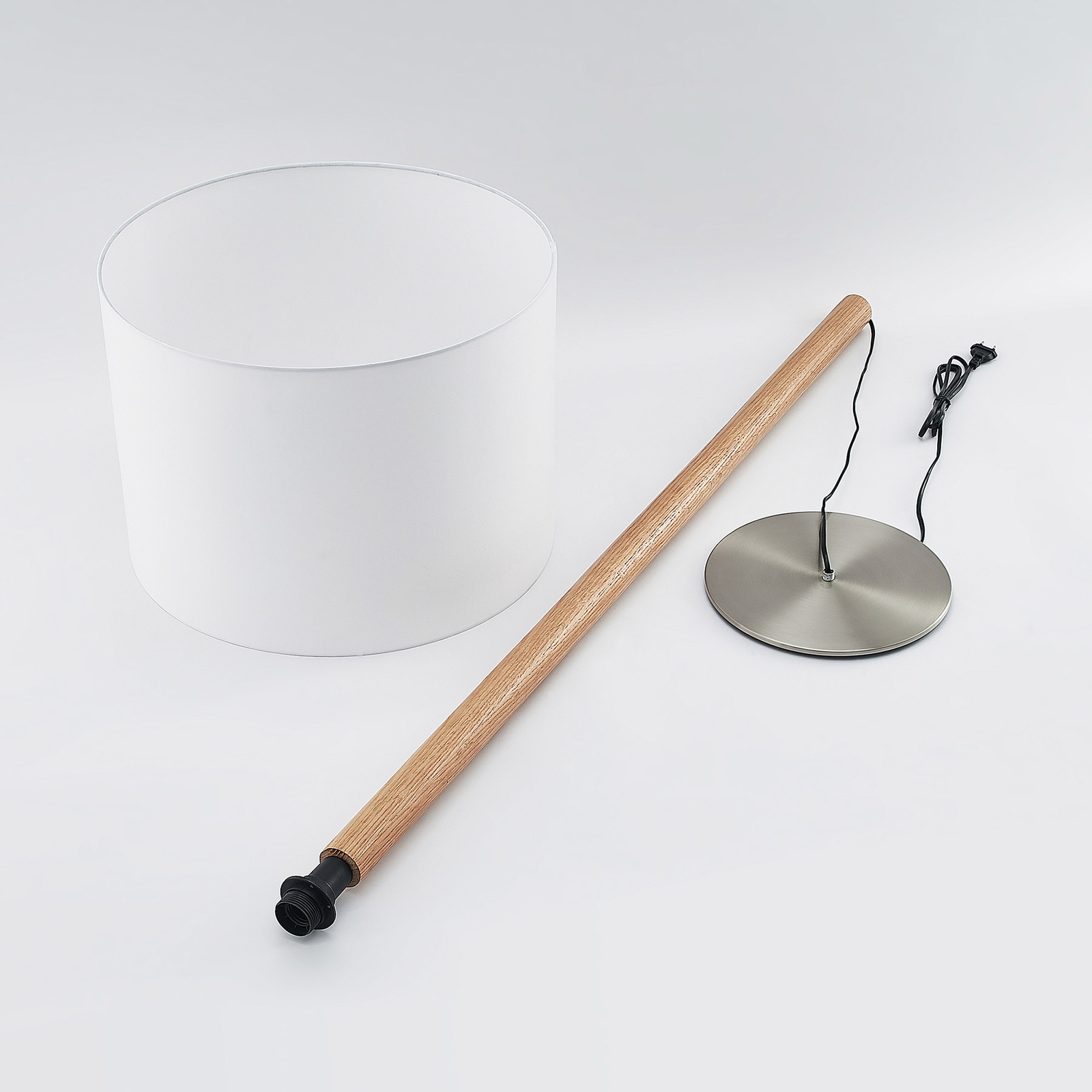 Lucande Heily vloerlamp, cilinder, 35 cm, wit