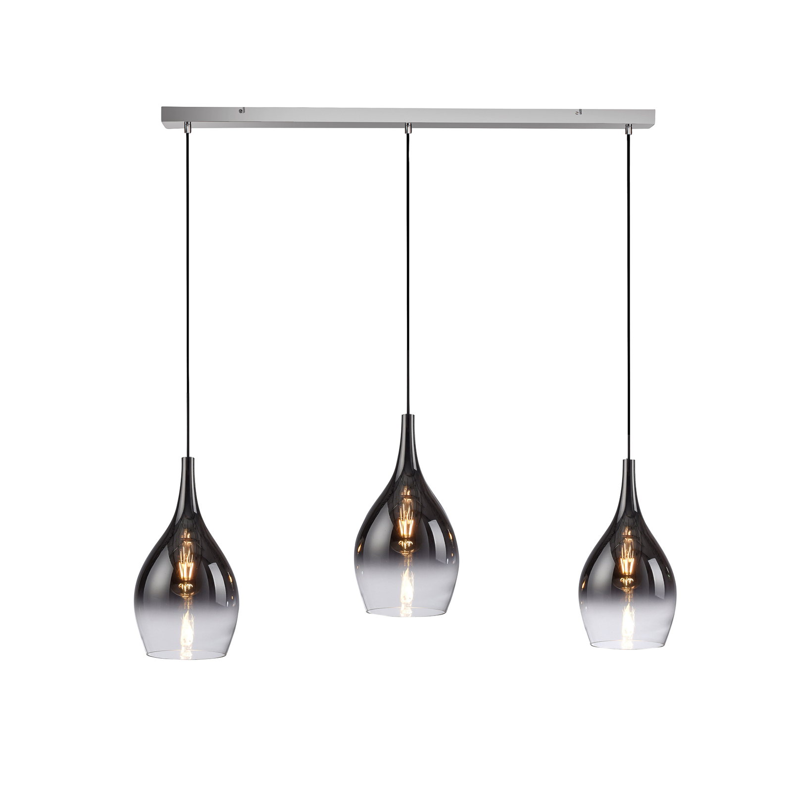Pilua pendant light, three-bulb, angular canopy
