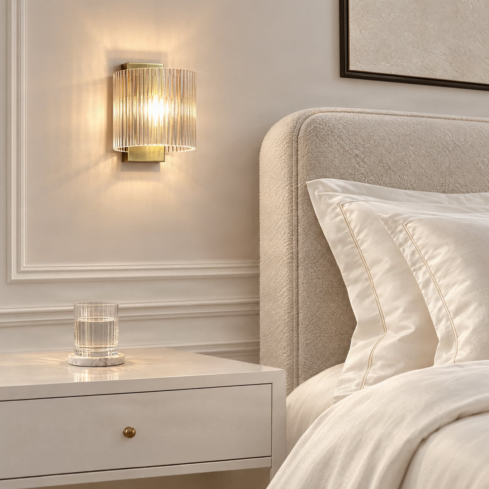 Meritt wall light, brass/clear, 20 cm, glass - Lucande Meritt wall light, brass/clear, 20 cm, glass - Lucande