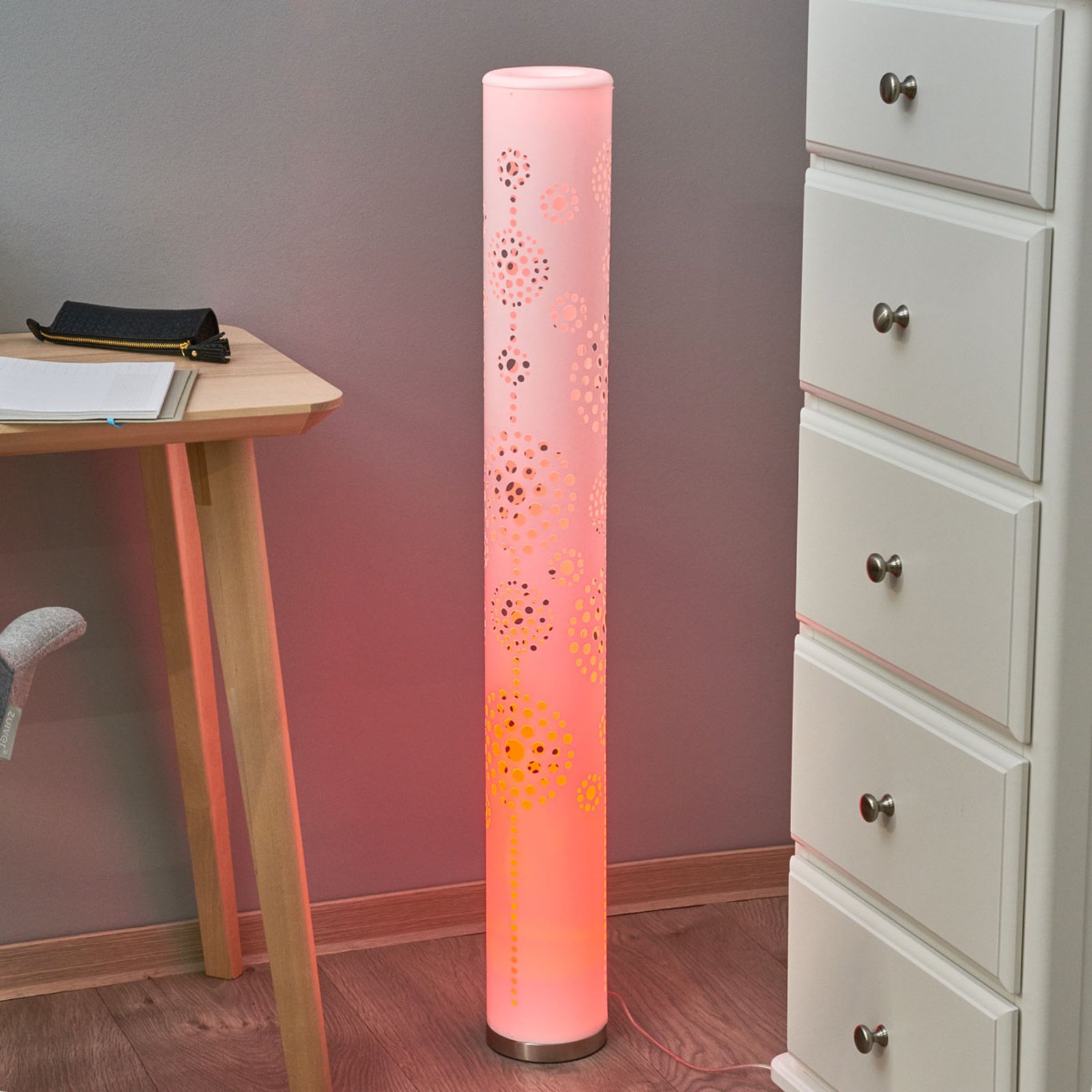 Dekorative LED-Stehlampe Mirella, RGB mit Fernbed.