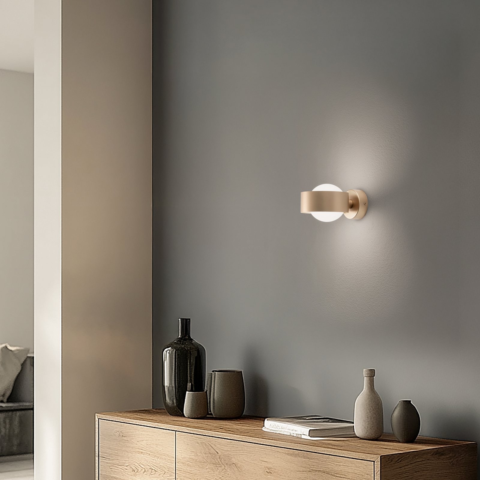 Mado Wandleuchte einflammig Opalglas/messing - Euluna Mado Wandleuchte einflammig Opalglas/messing - Euluna