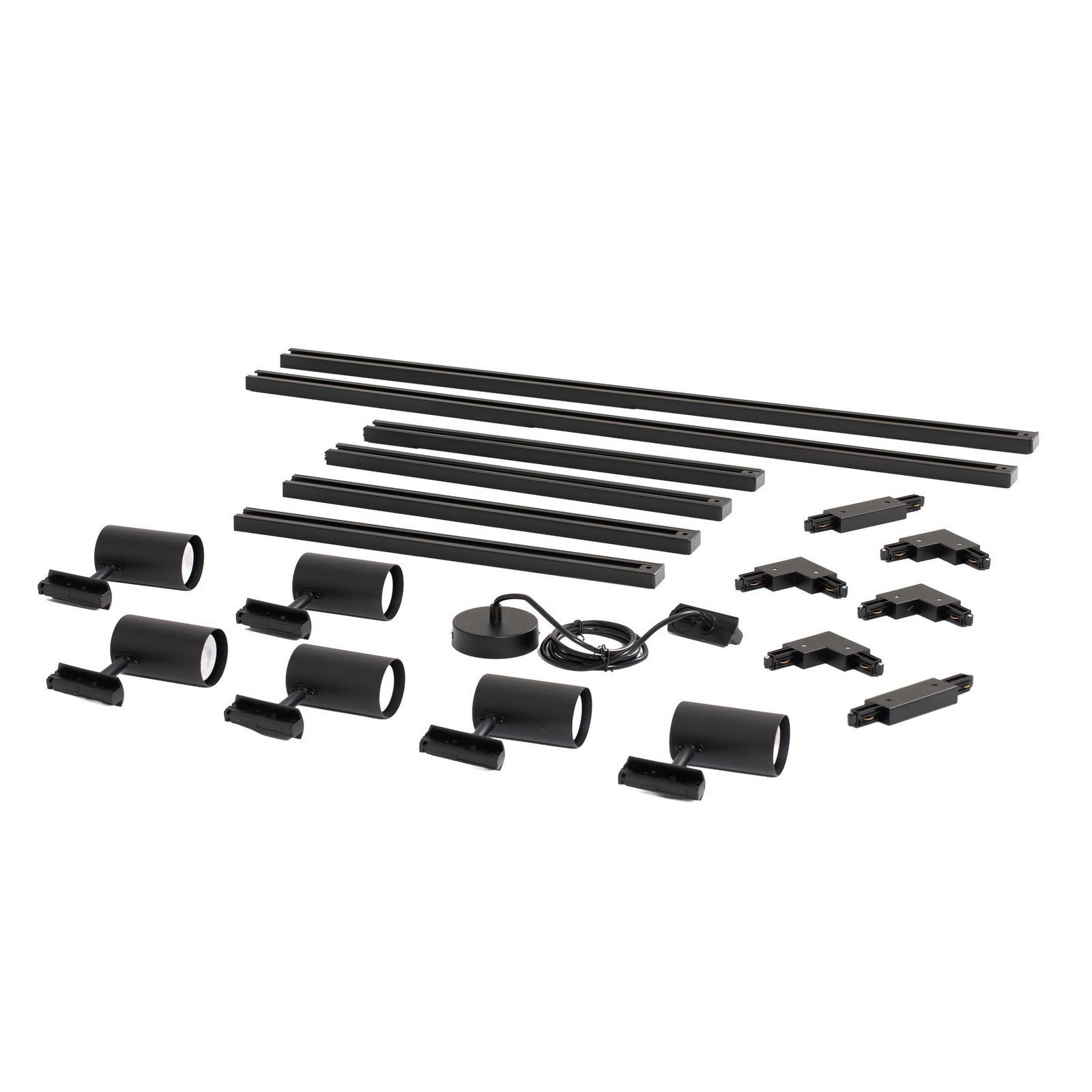 Lindby Schienensystem Linaro, GU10, 6-flg., schwarz, O-Form