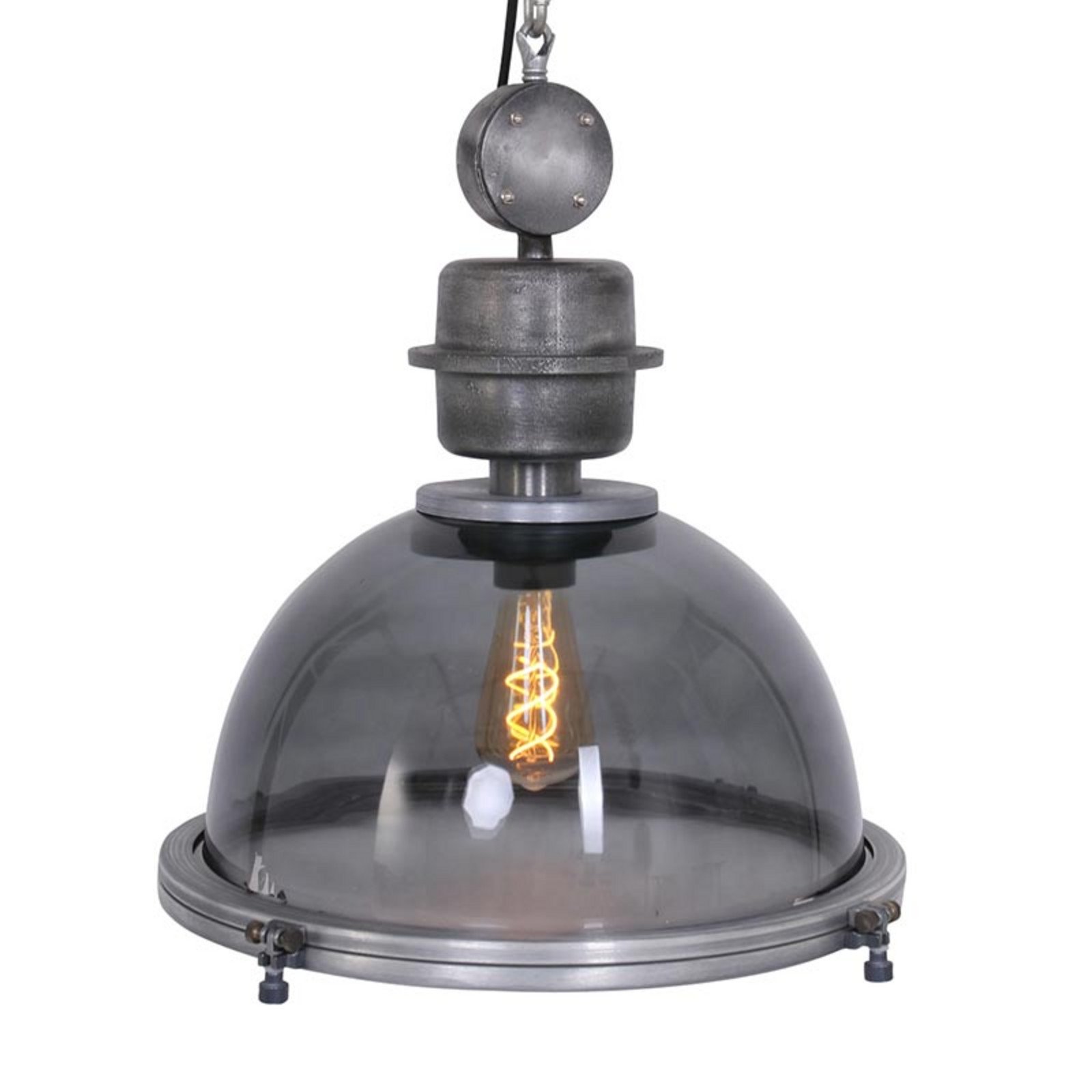 Steinhauer Bikkel - lampă suspendată cu abajur de sticlă - Camera de zi / sufragerie - Design industrial - gri satinat