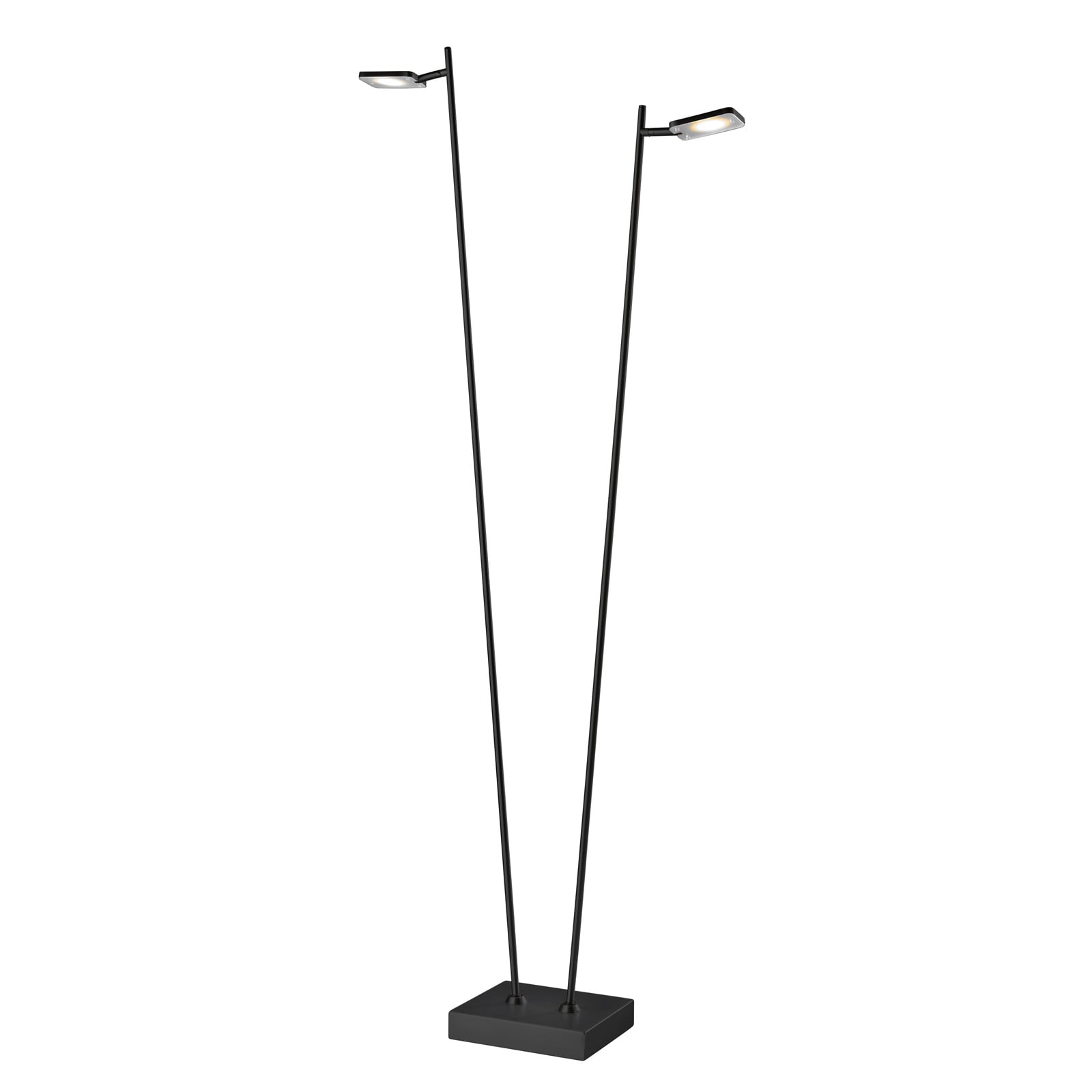 Sompex LED-gulvlampe Quad, dimmer, 2 lyskilde, svart - dimbar - moderne st?lampe Stue / spisestue - metall