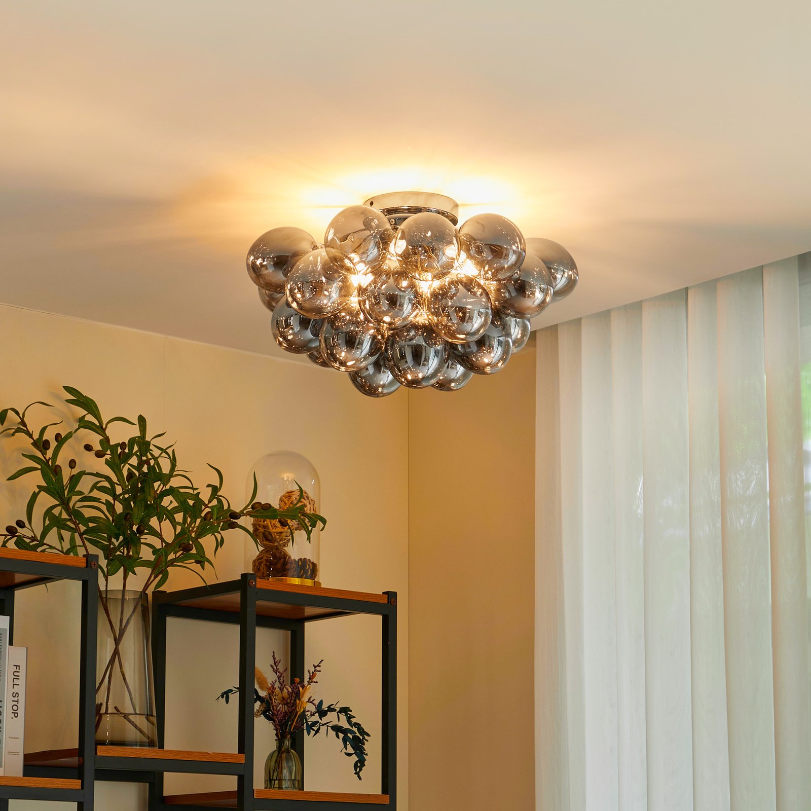 Lucande Diborah plafondlamp, rookachtig, Ø50cm