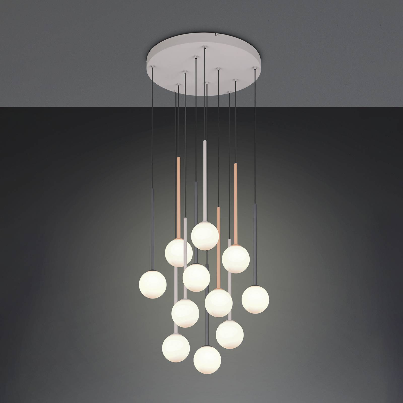 Trio Lighting Hanglamp Firano, veelkleurig, Ø 66 cm, metaal, 11-lamps.