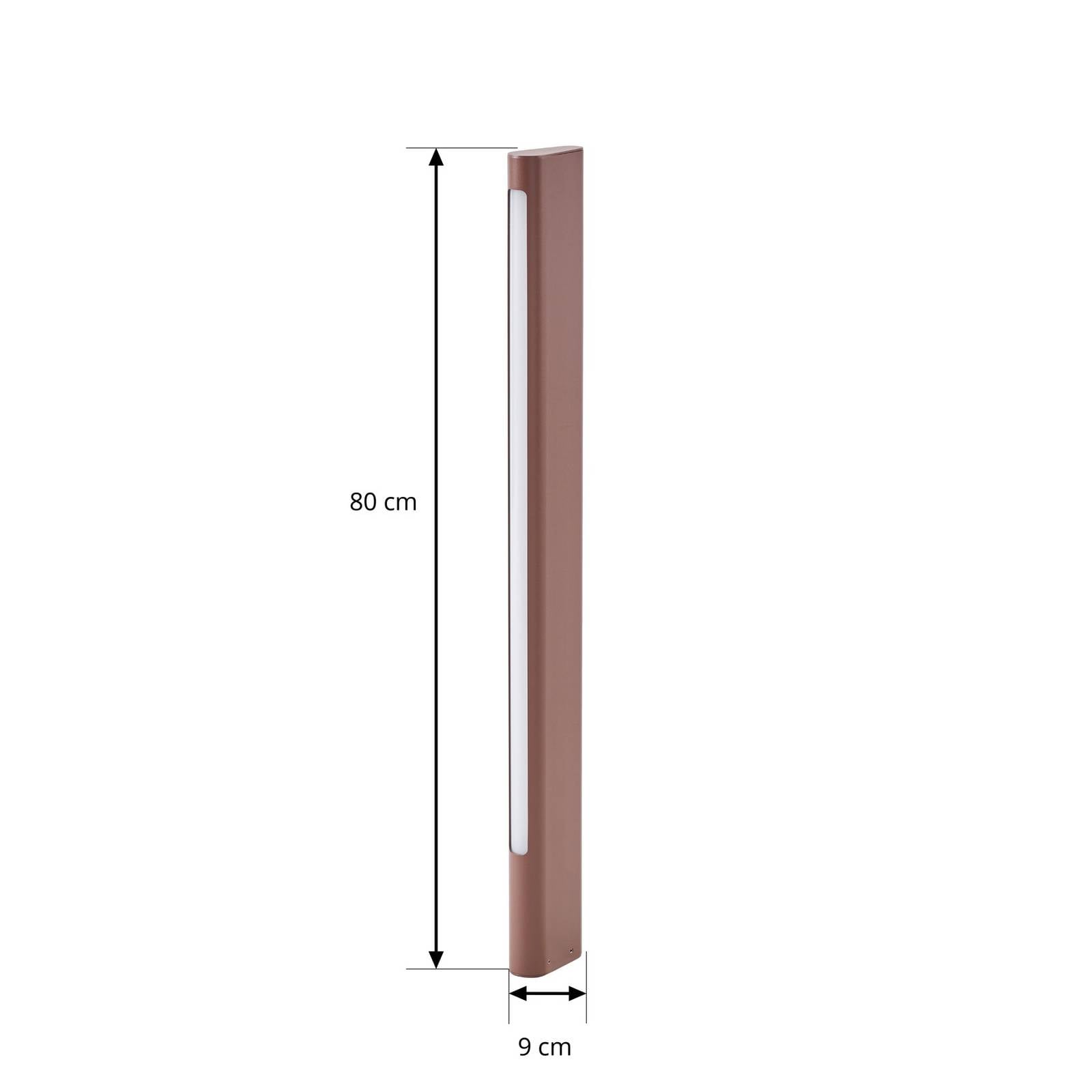 Słupek oświetleniowy LED Lucande Celiora, wysokość 80 cm, brązowy, IP65