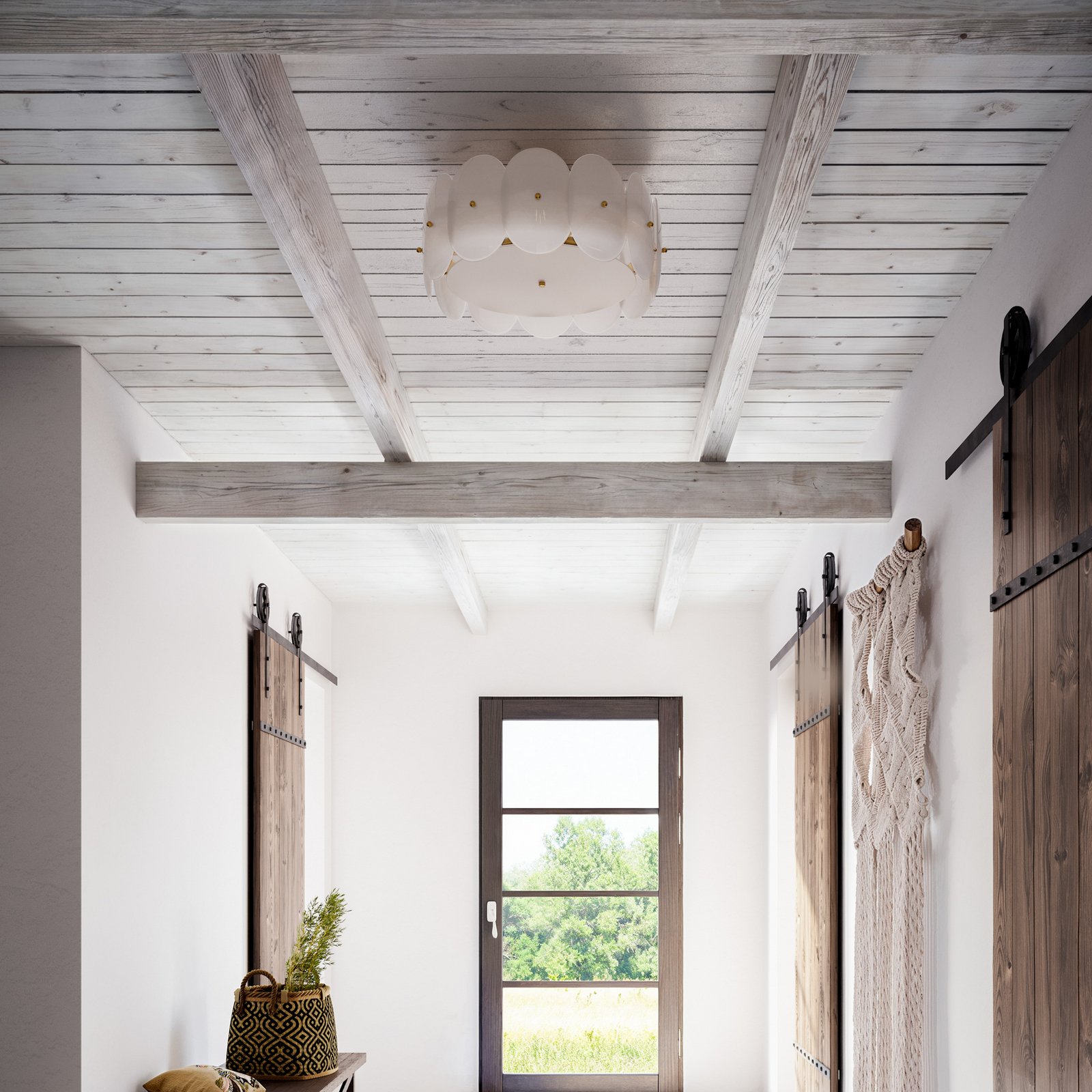 By Rydens taklampa Omlott, mässing/vit, Ø 53 cm