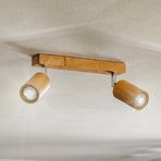 Plafonnier avec spots Cre en bois, à deux lampes