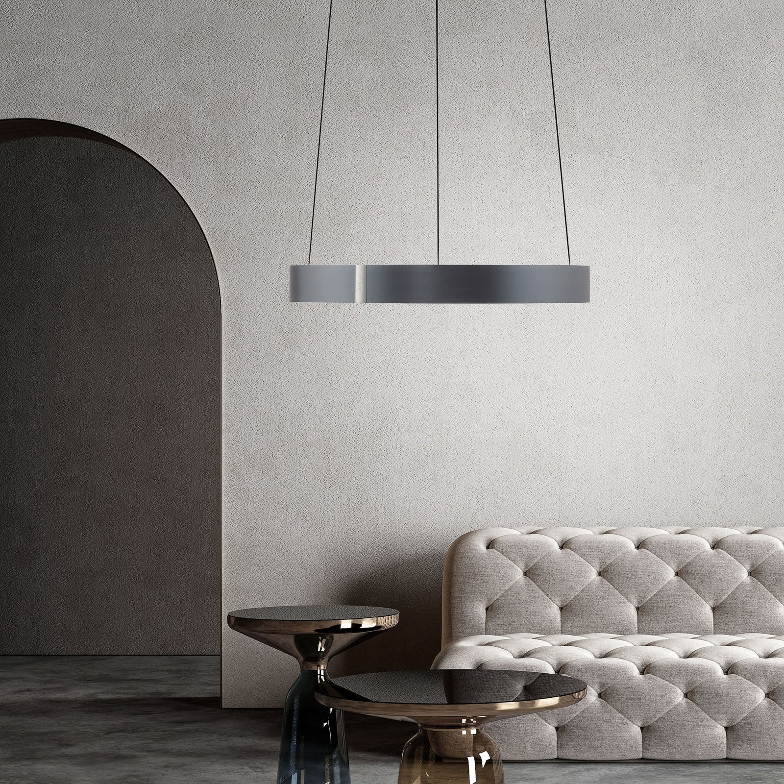PURE LED lampă suspendată E-Clipse gri Ø 50 cm metal CCT - Camera de zi / sufragerie - modern