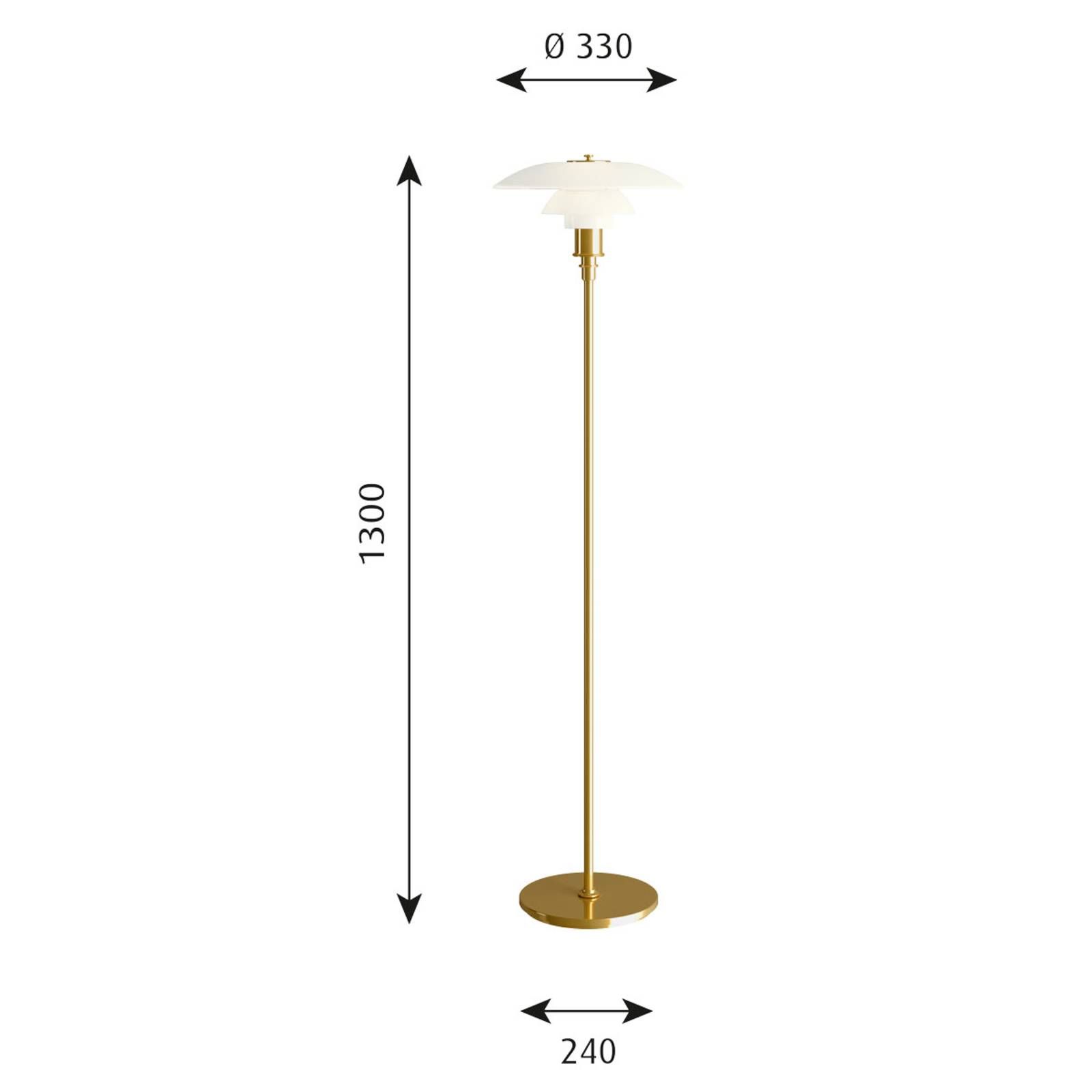 Louis Poulsen PH 3 1/2-2 1/2 stojaca lampa mosadz