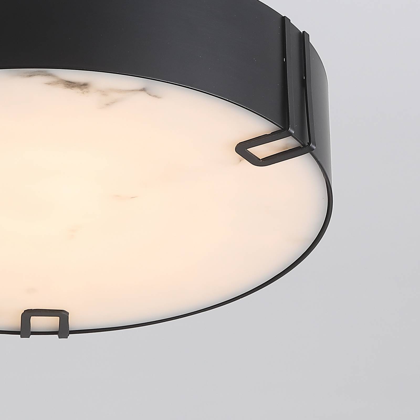 Searchlight LED plafondlamp Marmo, zwart, metaal, IP44, 3.000 K