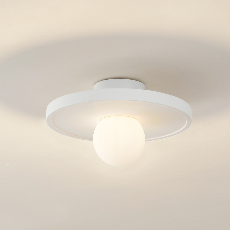 Lindby Nielson vägglampa Ø 28 cm vit gips, vit från Lindby