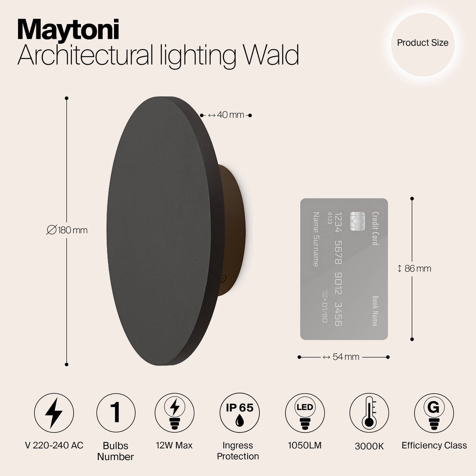 Maytoni Wald kinkiet zewnętrzny LED, 3000K, grafitowy