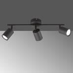 Vano LED ceiling spotlight, black, 3-bulb long
