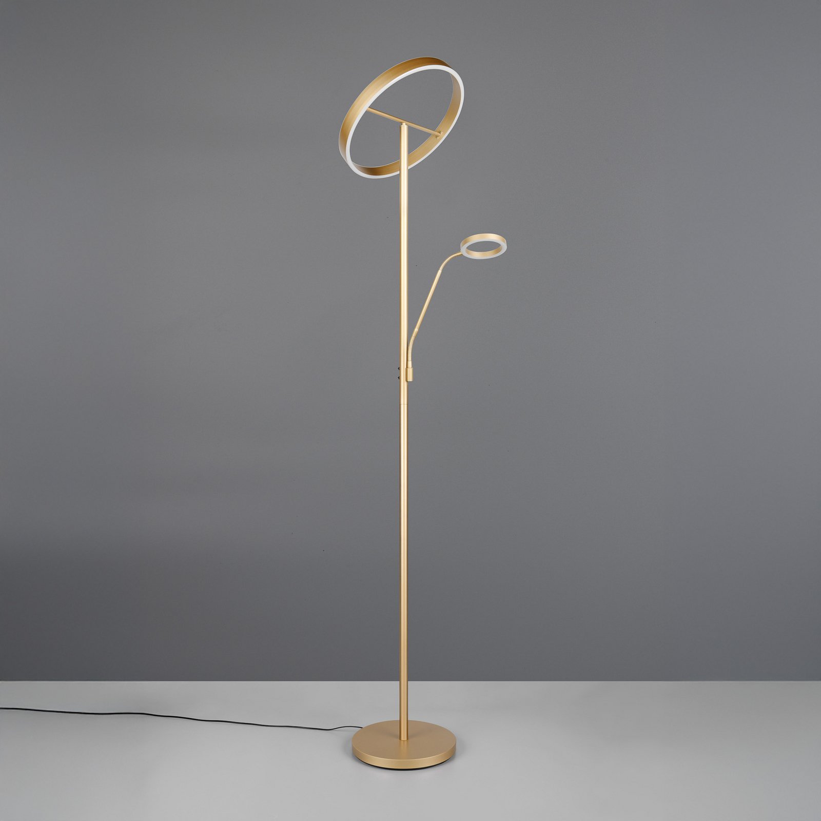 Candeeiro de pé LED Willis, dourado, altura 180 cm, metal, CCT, regulador de