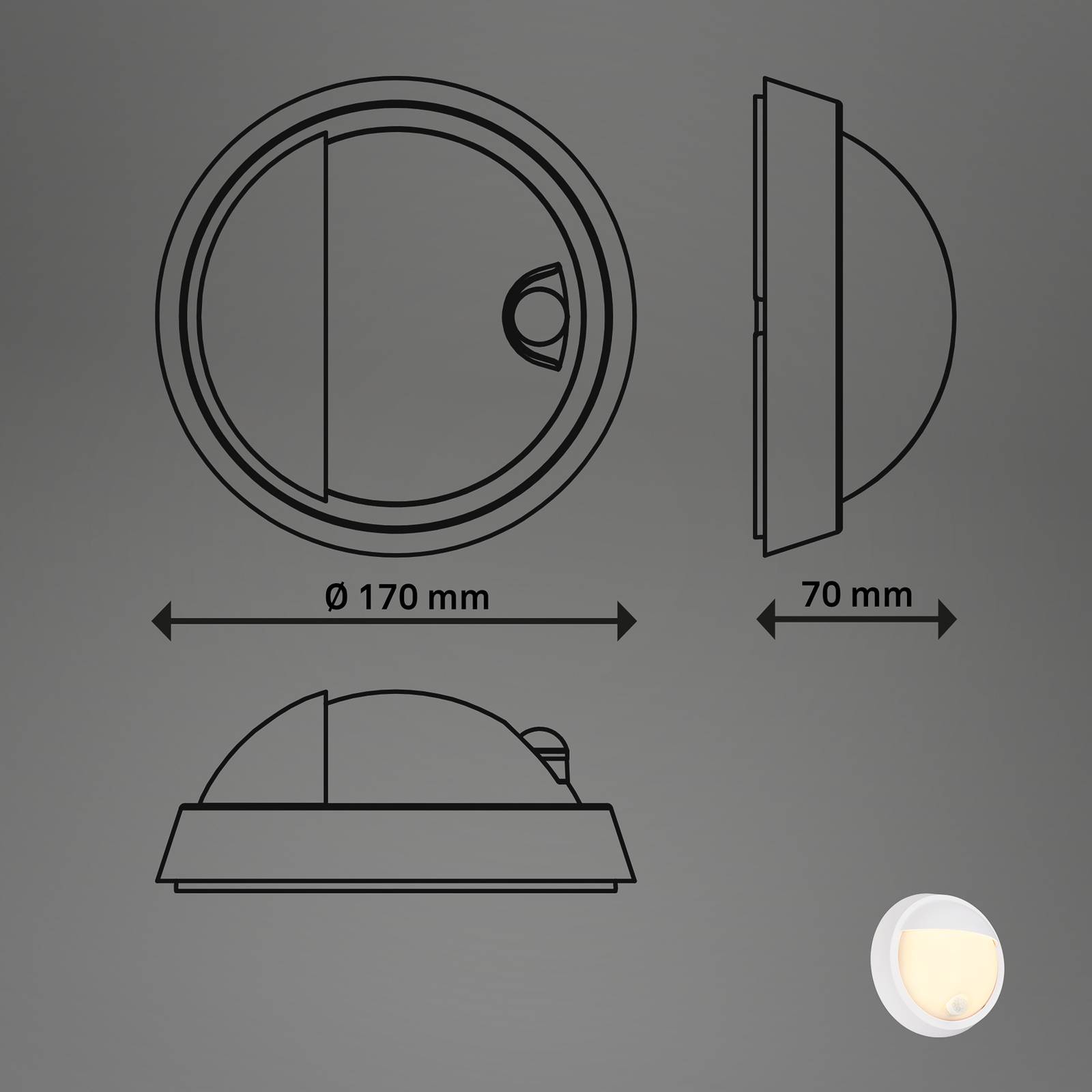 Akumulatorowy kinkiet zewnętrzny LED 3785016 biały czujnik ruchu Ø 17 cm