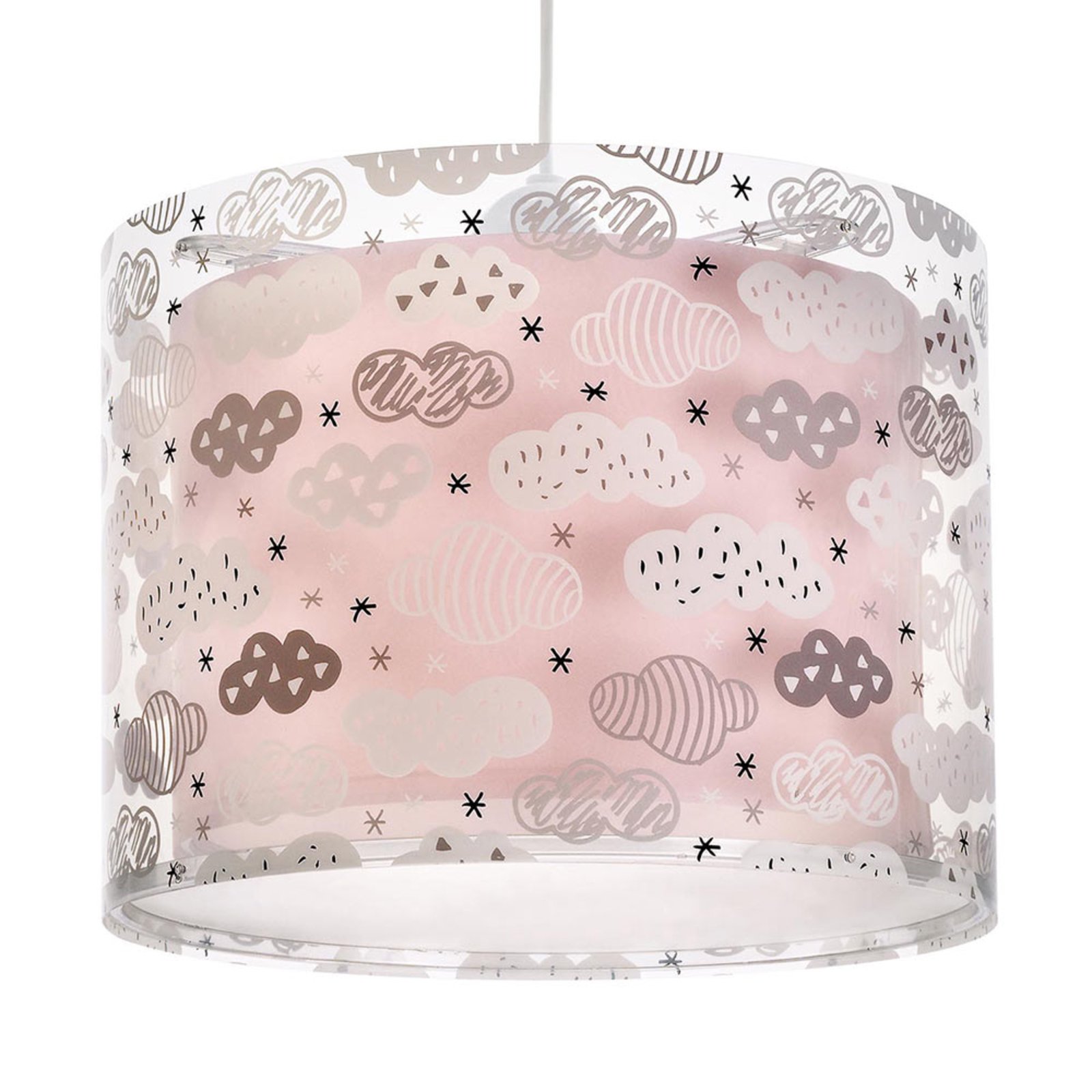 Clouds pendant light for children's room, pink